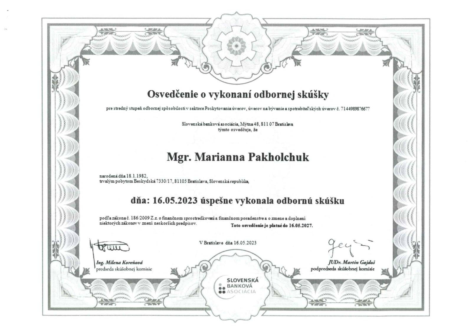 Certificate