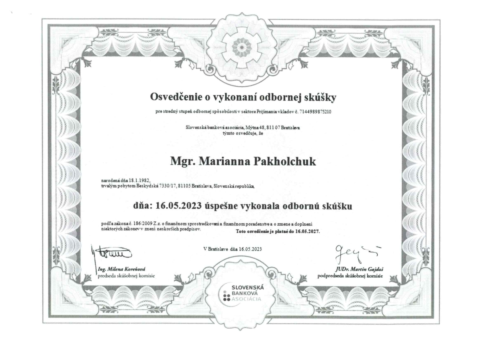 Certificate